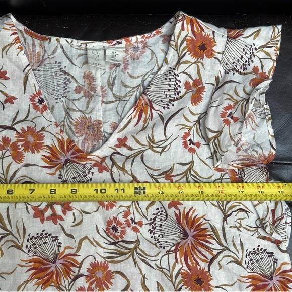 Joie Ruffle Sleeve Linen Floral Mini Dress Size Medium - Picture 7 of 8